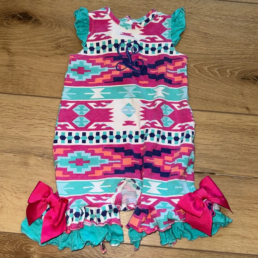 Aztec baby girl romper